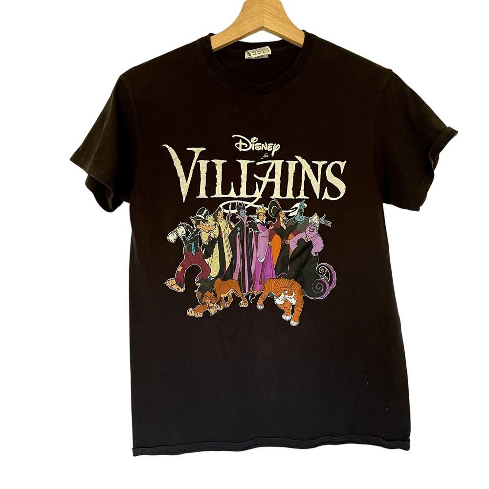 Disney Villians black‎ short sleeved shirt cotton women's size small basic top